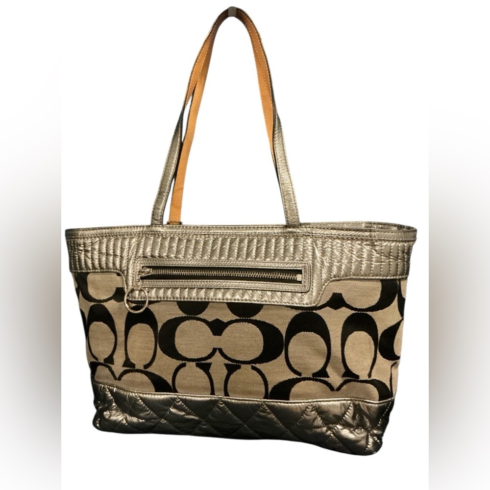 Coach‎ G1176-18676 Silver and Black Tote Bag with Signature Style - Picture 14 of 14